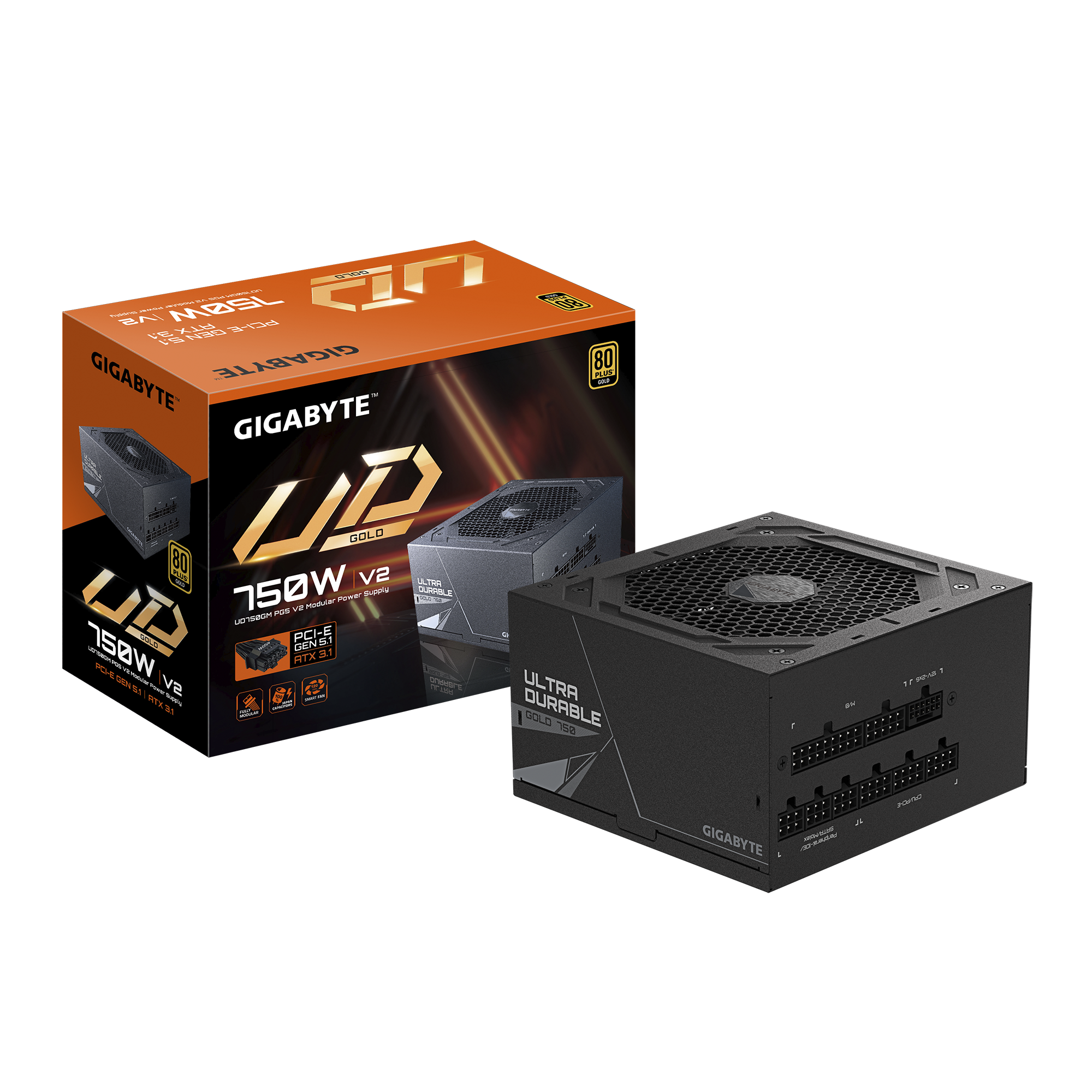 Maitinimo blokas GIGABYTE UD750GM PG5 V2, 750 W, 80 PLUS Gold