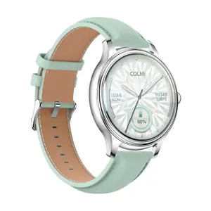 COLMI L28 Smart Watch (Silver-green + green leather strap)