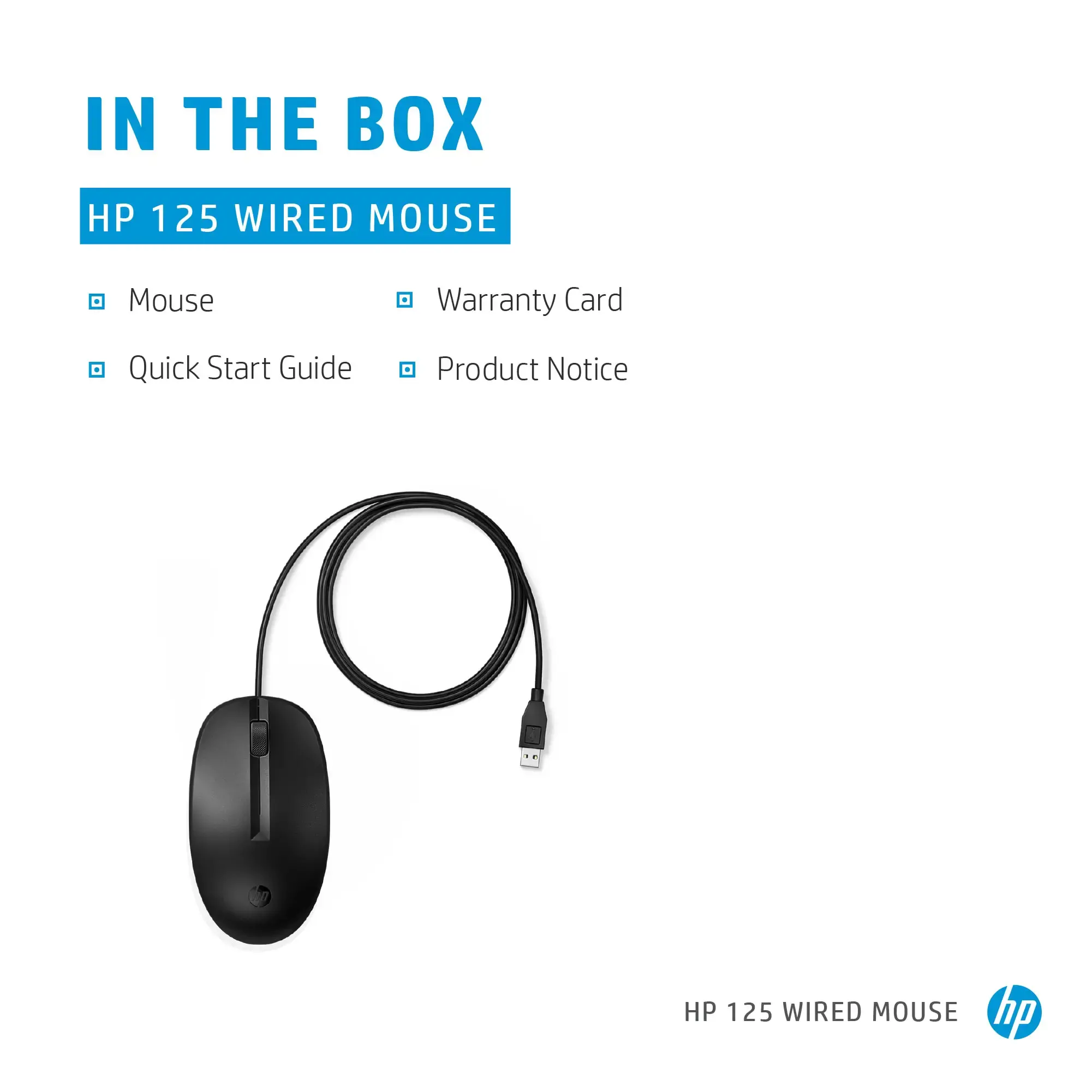 HP 125 laidinė pelė, dvipusė, A tipo USB, juoda