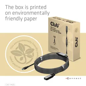 CLUB3D USB 3.2 Gen1 Active Repeater Cable 10m / 32.8ft M/F 28AWG, 10 m, USB A, USB A, USB 3.2 Gen 2 (3.1 Gen 2), Black