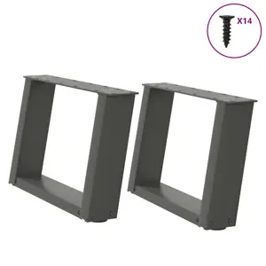 Kavos staliuko kojelės, 2 vnt., antracito spalvos, 40x(30-31) cm, plienas, U formos