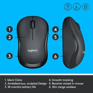 LOGITECH M220 Silent Black - 2,4 GHz - EMEA