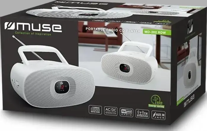 "Muse MD-202RDW White", Nešiojamasis radijo imtuvas CD grotuvas,