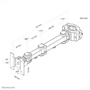 "Neomounts by Newstar" televizoriaus stulpo laikiklis, 10 kg, 25,4 cm (10"), 76,2 cm (30"), 75 x 75 mm, 100 x 100 mm, juodas