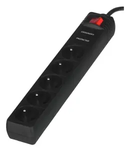 EnerGenie SPF5-C-5 viršįtampių apsauga 5 kintamosios srovės lizdai 250 V 1,5 m Juoda