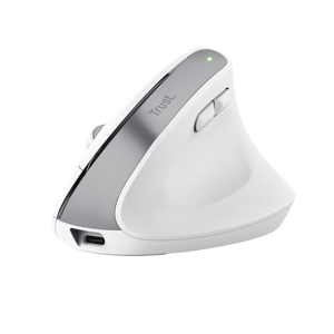 Trust Bayo+, Right-hand, Vertical design, Optical, RF Wireless + Bluetooth, 2400 DPI, White
