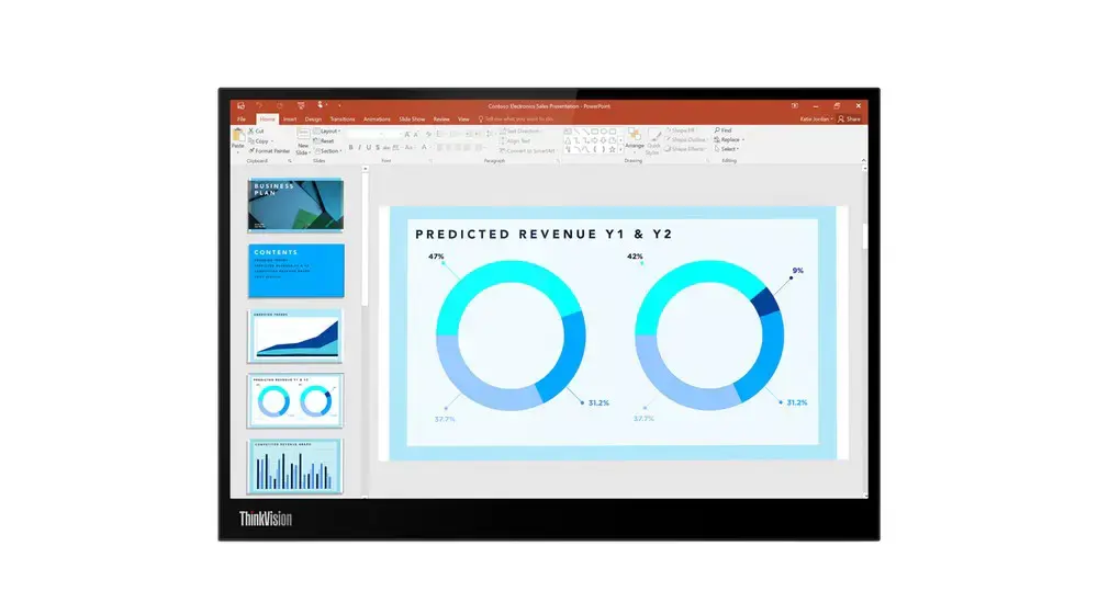 Lenovo ThinkVision M14d, 35.6 cm (14"), 2240 x 1400 pixels, 2.2K, LED, 8 ms, Black