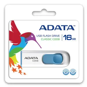 ADATA 16GB USB atmintinė C008 Slider USB 2.0 balta mėlyna