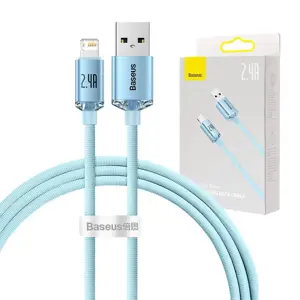Baseus cable Crystal Shine USB - Lightning 1,2 m 2,4A sky blue