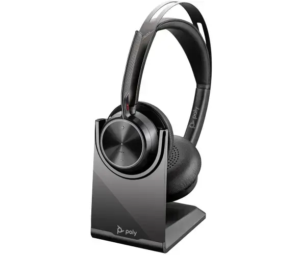 Poly Voyager Focus 2 Belaidės ausinės, Bluetooth, USB-C/A Adapter, Charging stand, Juoda