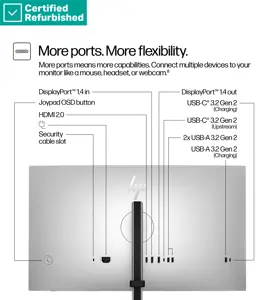 RENEW SILVER HP 727pq Series 7 Pro QHD Monitor - 27" 2560x1440 QHD 400-nit 120Hz AG, IPS Black HDR 400, USB-C(15W)/HDMI/DisplayPort/DisplayPort-out, 3x USB-A, No, height adjustable/tilt/swivel/pivot, 1 years (replaces Z27q G3)