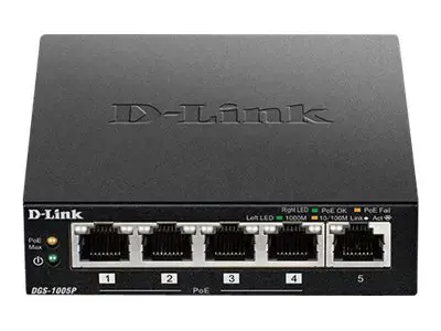 D-LINK 5 Gigabit prievadai, įskaitant 4 PoE prievadus - Biudžetinis PoE 60W
