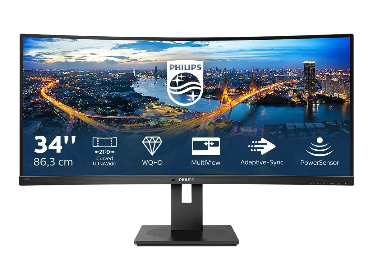 Monitorius Philips B Line 345B1C/00, 86.4 cm (34"), 3440 x 1440 pixels, Quad HD, LCD, 4 ms, Black
