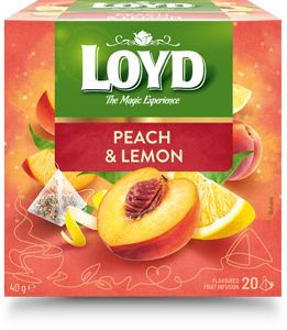 Vaisinis arbatos gėrimas LOYD, persiko ir citrinos skonio, 20x2 g
