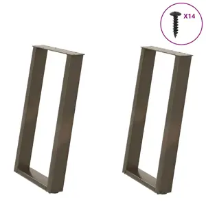 Valgomojo stalo kojelės, U formos, 2 vnt., natūralus plienas, 50x(72-73) cm, plienas