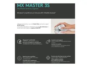 "Logitech MX Master 3S Performance" belaidė pelė - šviesiai pilka