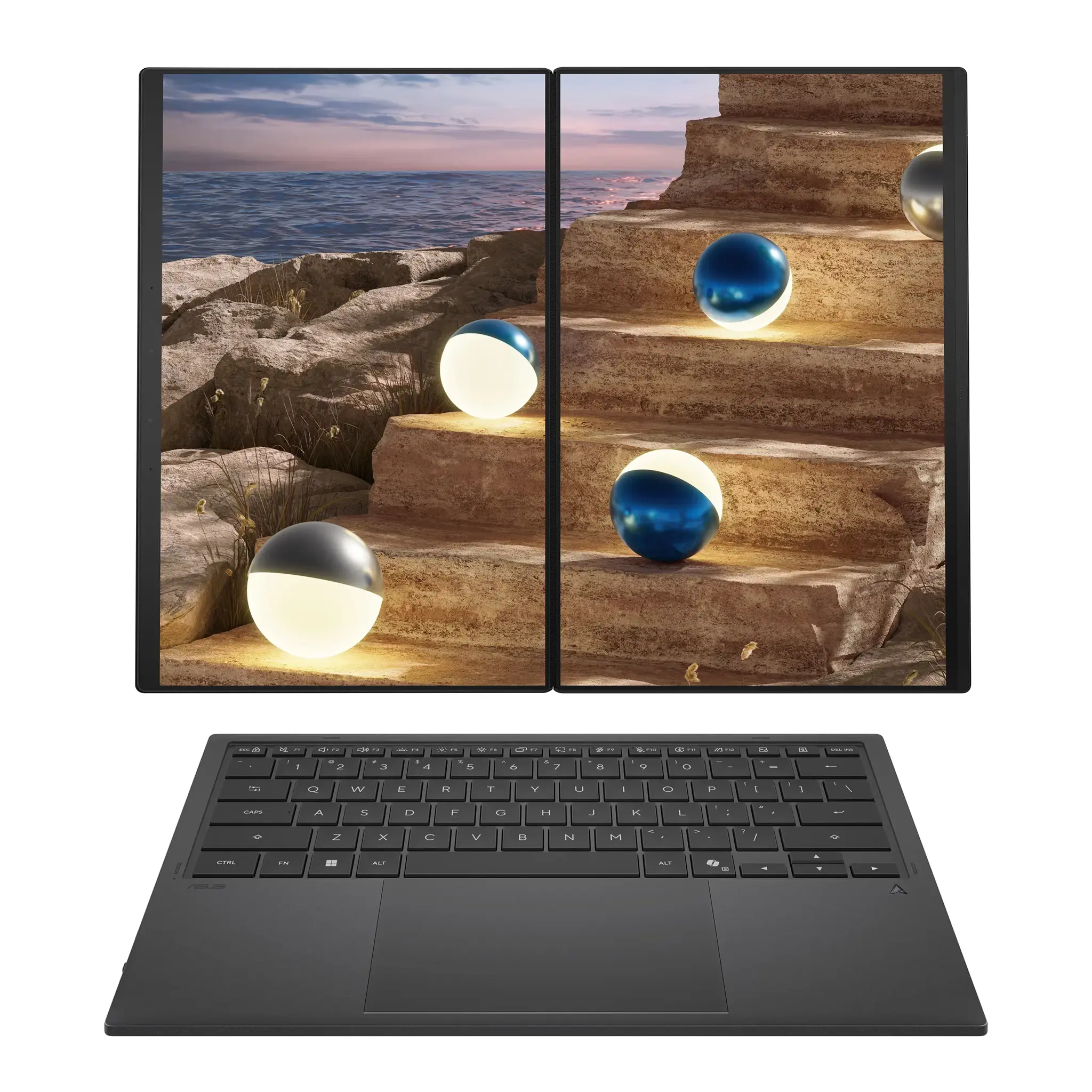 Nešiojamas kompiuteris ASUS Zenbook Duo UX8407AA-SN066W, 378H, 2 TB, 14 Coliai, Windows 11 Pro