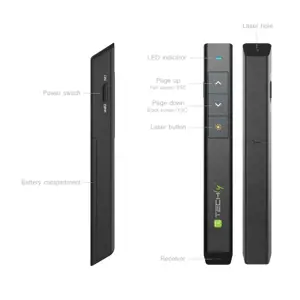 TECHLY 103472 Techly Belaidis prezentacijos įrenginys su lazerine rodykle, juodas