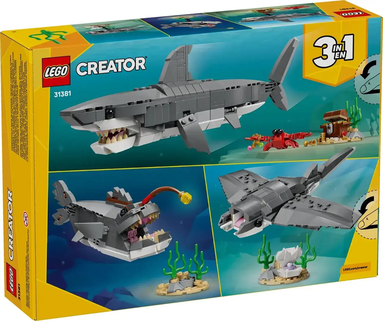 LEGO CREATOR 3 IN 1 31381 Fierce Shark with a Treasure Chest