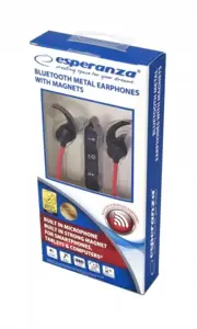 "Esperanza EH186K" ausinės / ausinės su mikrofonu Belaidės sportinės "Bluetooth" ausinės, juodos, raudonos spalvos