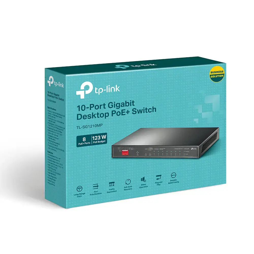 TP-Link TL-SG1210MP, nevaldomas, Gigabit Ethernet (10/100/1000), maitinimas per Ethernet (PoE)