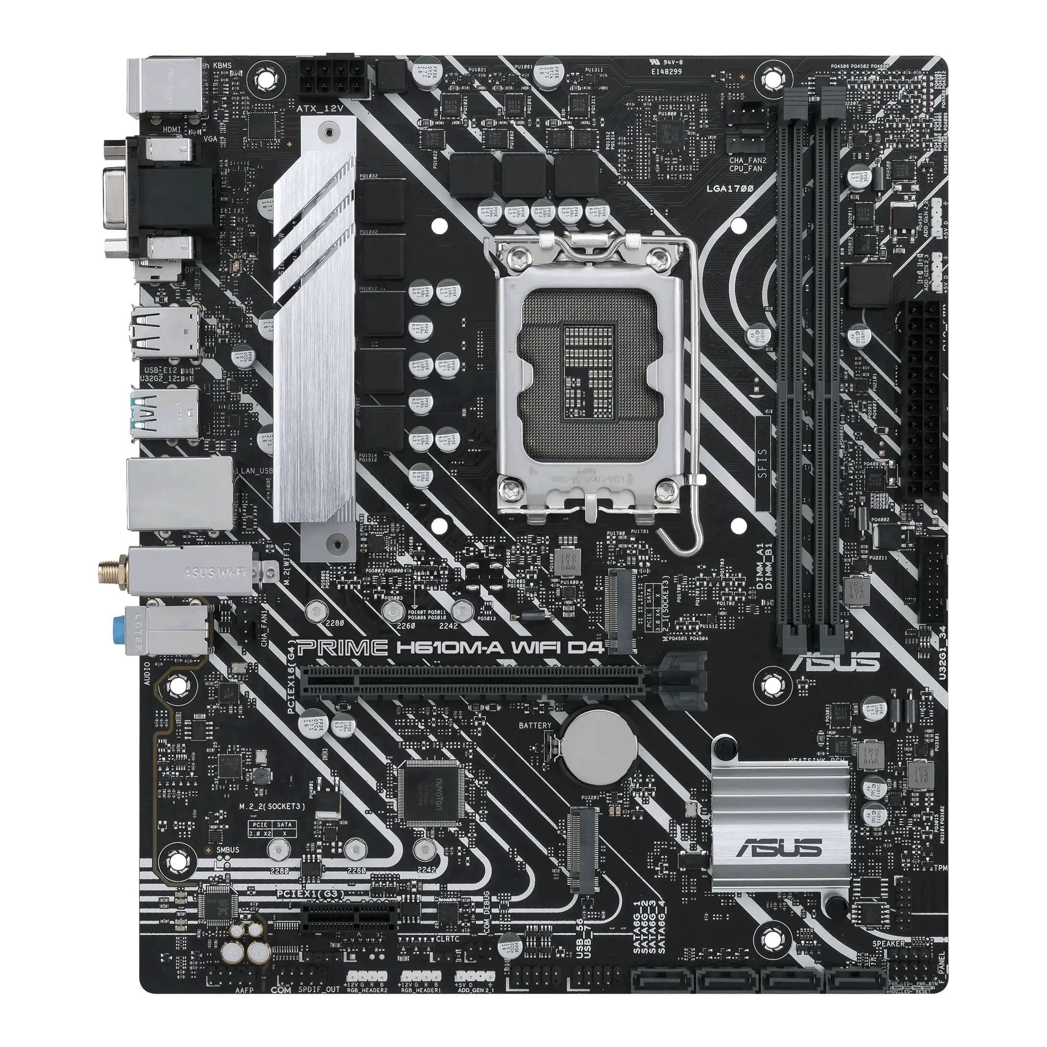 ASUS PRIME H610M-A WIFI D4, "Intel", LGA 1700, "Intel® Celeron®", "Intel® Core™ i3", "Intel® Core™ i5", "Intel® Core™ i7", "Intel® Core™ i9",..., DDR4-SDRAM, 64 GB, DIMM