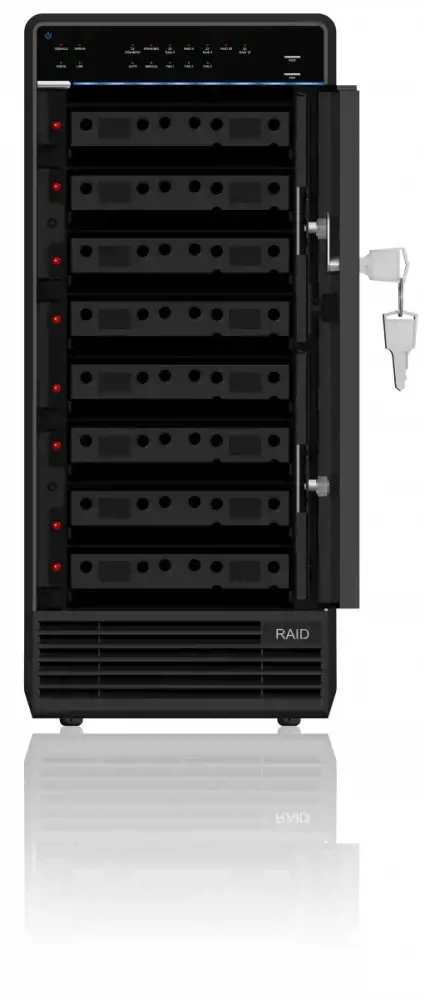 ICYBOX IB-3680SU3 "IcyBox" išorinis 3,5 standžiųjų diskų dėklas su 8 lizdais SATA I/II/III, USB 3.0, eSATA, JBOD, juodas