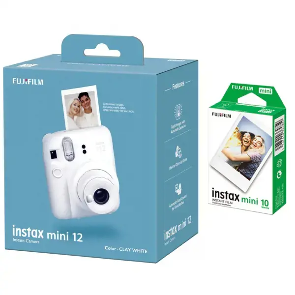 Fujifilm Instax Mini 11 fotoaparatas, baltos spalvos + instax mini blizgus(10pl)