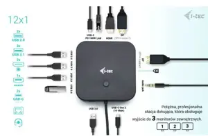 I-TEC USB-C HDMI Dual DP doko stotelė su 100 W maitinimo šaltiniu