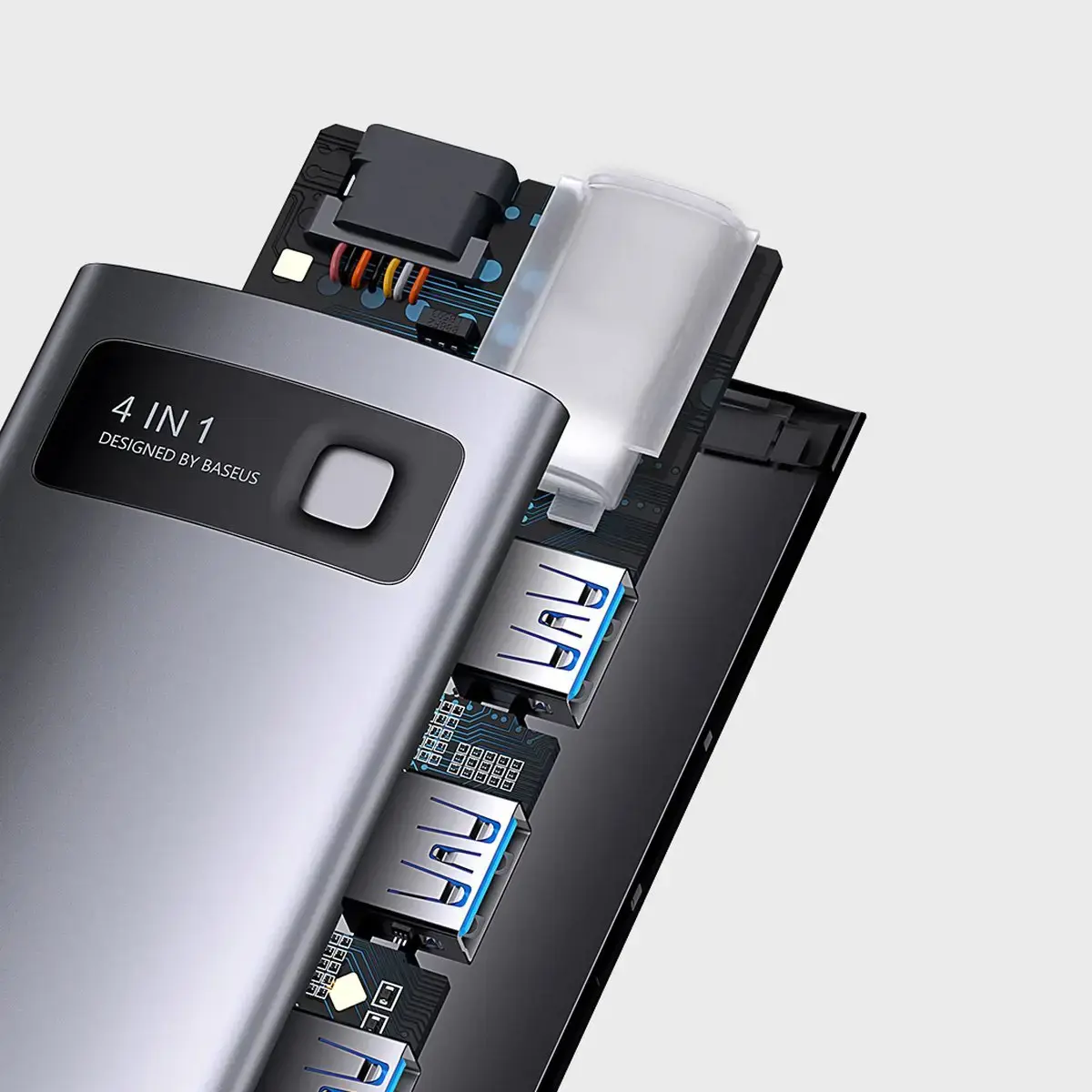 Hub 4in1 Baseus Metal Gleam Series, USB-C to 4x USB 3.0