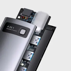 Hub 4in1 Baseus Metal Gleam Series, USB-C to 4x USB 3.0