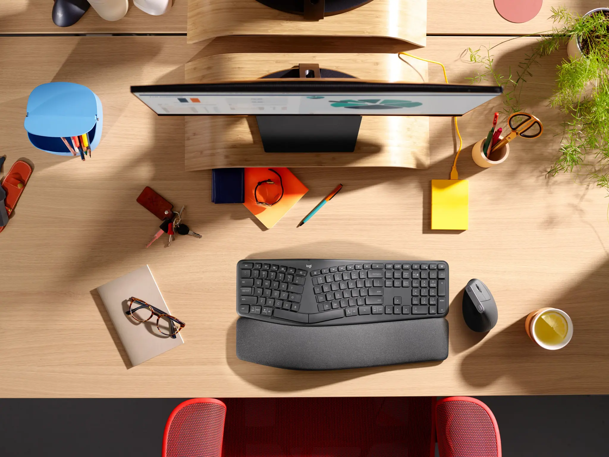 Logitech ERGO K860 for Business, Full-size (100%), Bluetooth, Semi-mechanical key switch, Graphite
