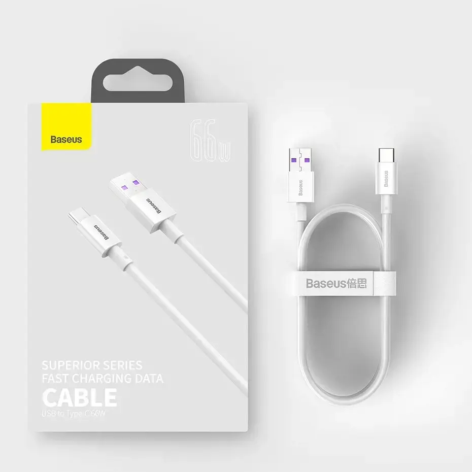Baseus Superior USB - USB Typ C fast charging data cable 66 W (11 V | 6 A) Huawei SuperCharge SCP 2 m black (CATYS-A01)