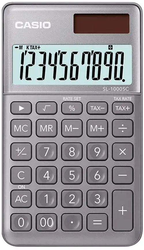 Skaičiuotuvas CASIO SL-1000SC, 120x71x9 mm, blizgi pilka sp.