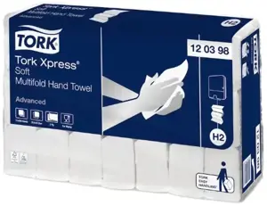 Popieriniai rankšluoščiai TORK H2 Xpress Multifold Soft, 2 sl., baltos sp., 180 serv., 120398