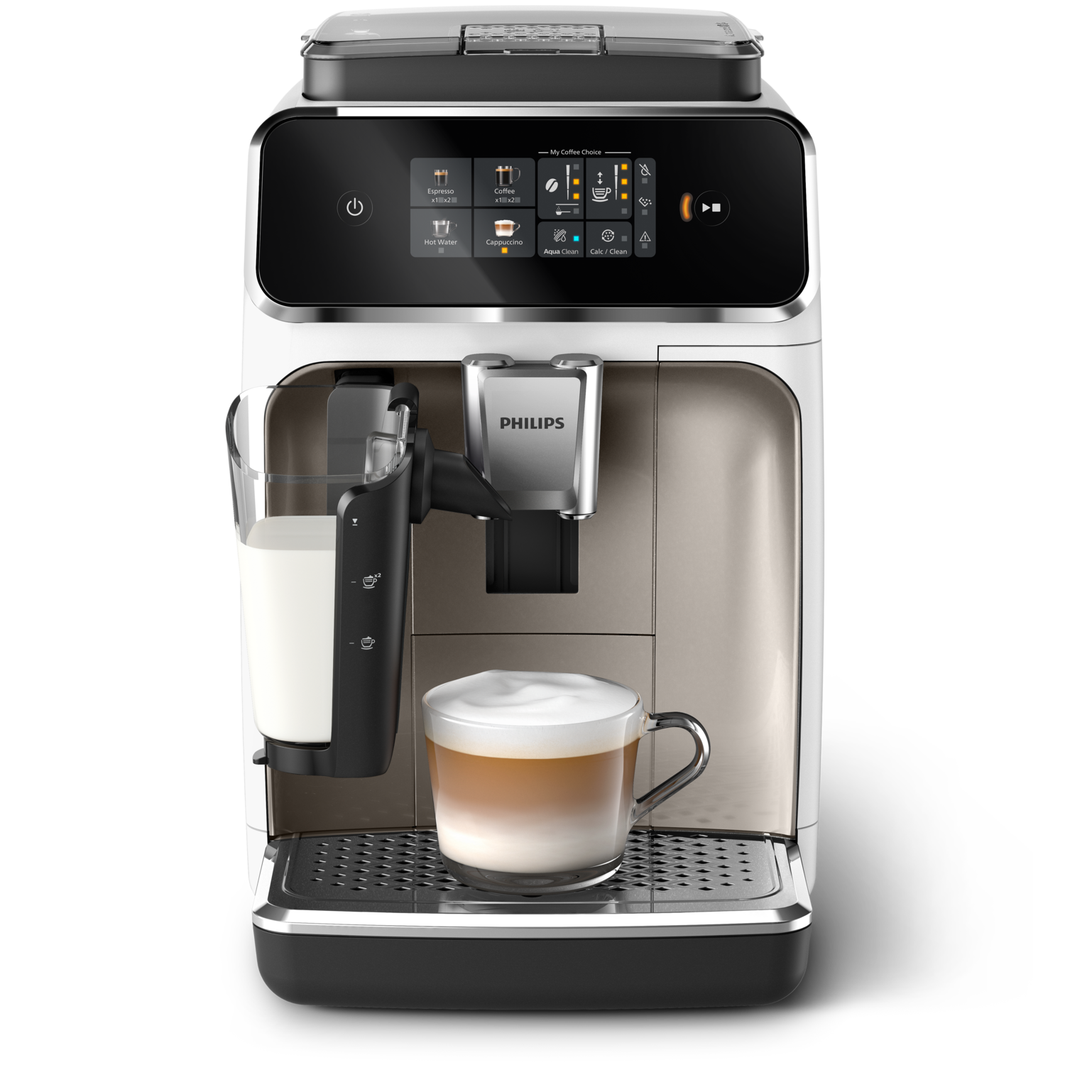 Philips EP2333/40, Espresso machine, Coffee beans, Built-in grinder, Stainless steel, White