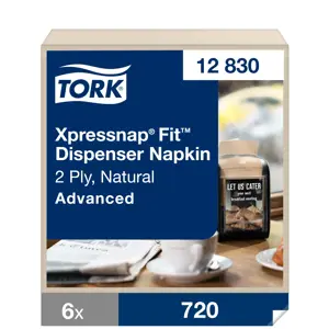 Natūralios servetėlės,TORK Xpressnap Fit dozatoriui N14, 720 vnt, 12830