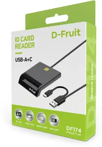 D-Fruit ID card reader USB-A/USB-C DF174, black