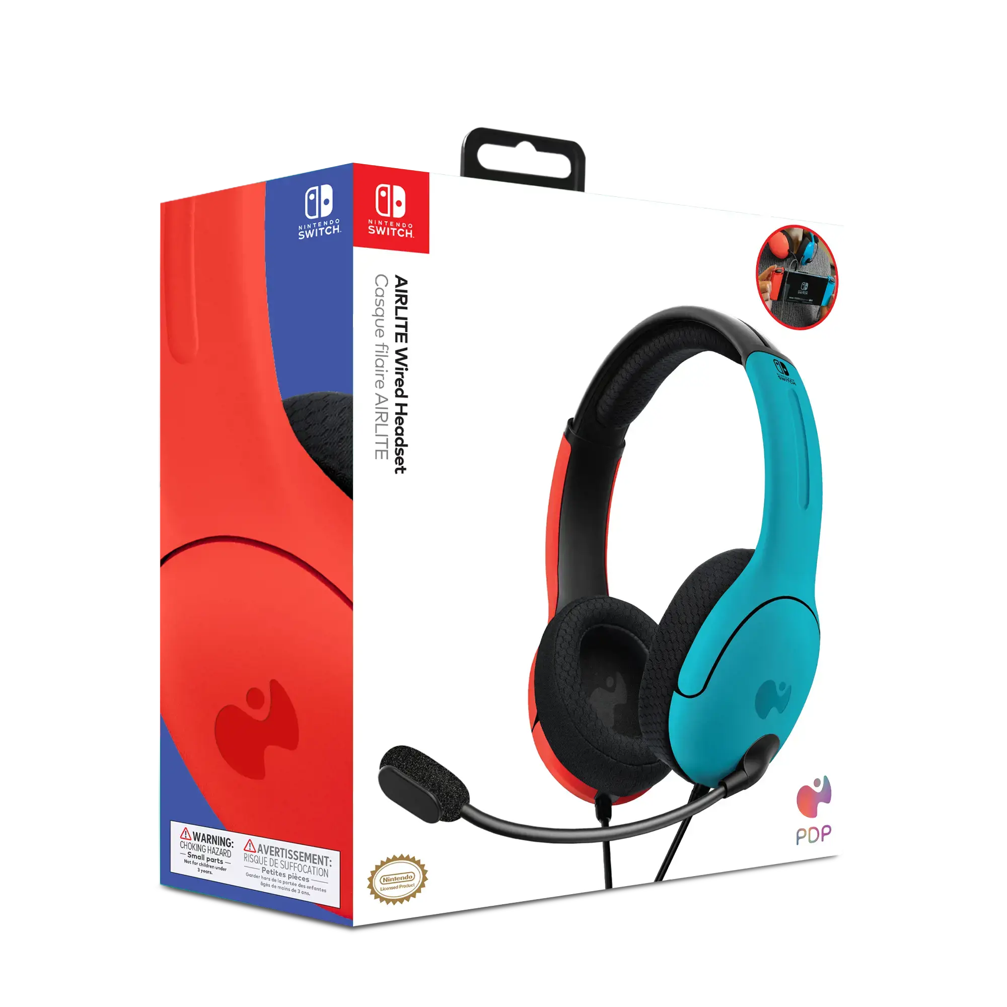 PDP Officially Licensed LVL 40 stereo headset (Switch and Switch Lite compatible), Wired, Gaming, 200 g, Headset, Black, Blue, Red