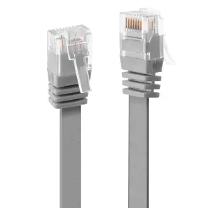 "Lindy" 0,3 m Cat.6 U/UTP plokščias kabelis, pilkas, 0,3 m, Cat6, RJ-45, RJ-45