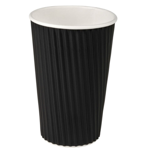 Vienkartinis puodelis RIPPLE Black, popierius/PE, 480 ml, D 90 x H 134 mm, 25 vnt