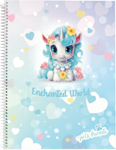 A5 Hard. Sp Bk 80sh Enchanted World Lin