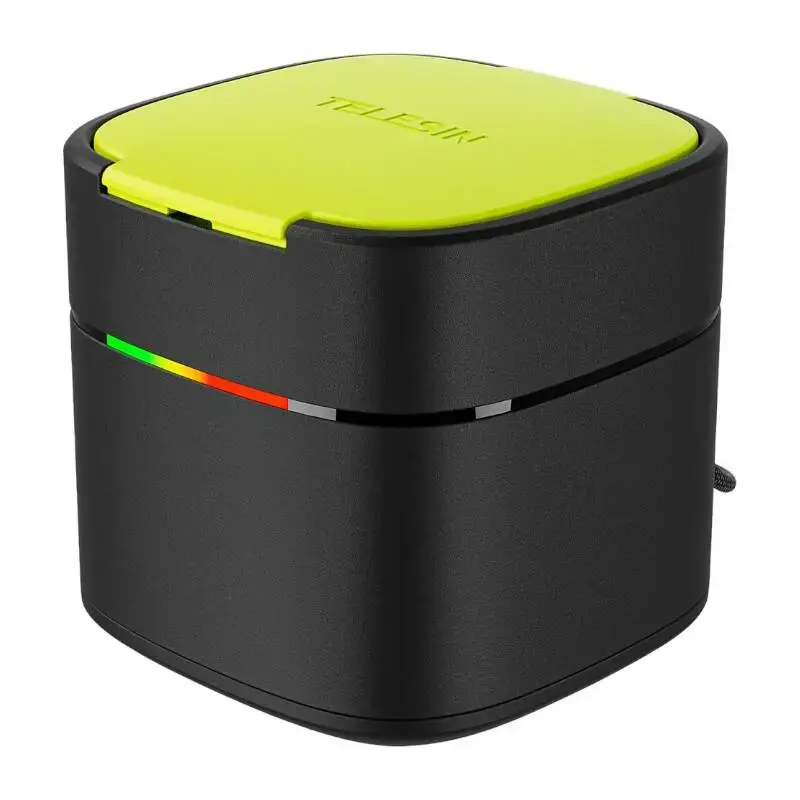 TELESIN Box dviejų kanalų įkroviklis + 2 akumuliatoriai, skirti "GoPro Hero 11 / 10 / 9" (greitas įkrovimas)