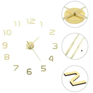 Sieninis 3D laikrodis, auksinis, 100cm, modernaus dizaino, XXL
