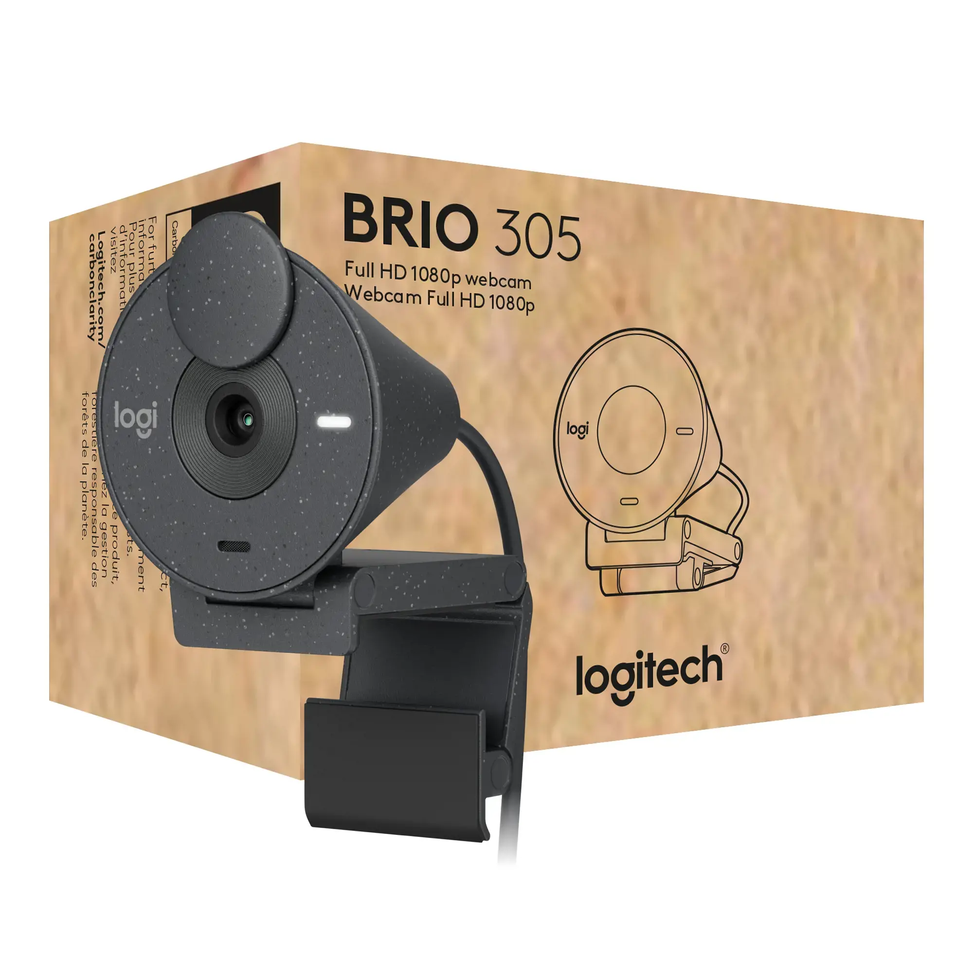 "Logitech Brio 305", 2 MP, 1920 x 1080 taškų, "Full HD", 30 kadrų per sekundę, 1280x720@30fps, 1920x1080@30fps, 720p, 1080p
