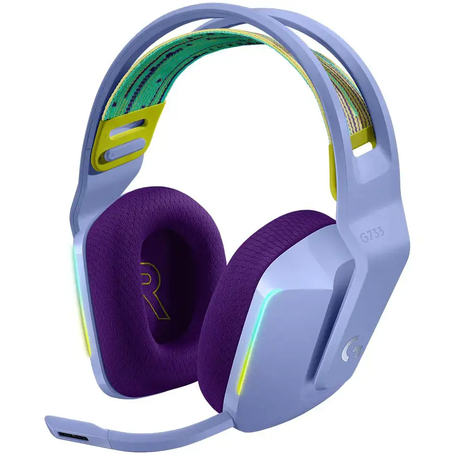 LOGITECH G733 LIGHTSPEED belaidės RGB žaidimų ausinės - LILAC