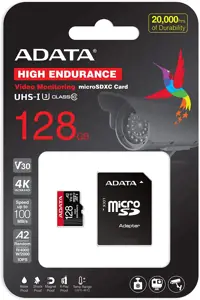 ADATA AUSDX128GUI3V30SHA2-RA1 Atminties kortelė 128 GB, "MicroSDXC", 10 klasės "Flash" atmintis, adapteris, 80 MB/s, 100 MB/s
