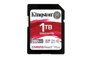 Kingston Technology 1TB Canvas React Plus SDXC UHS-II 280R/150W U3 V60 for Full HD/4K, 1 TB, SDXC, …