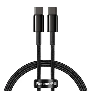 "Baseus Tungsten Gold" greitojo įkrovimo duomenų perdavimo kabelis nuo C tipo iki C tipo 100 W 2 m …
