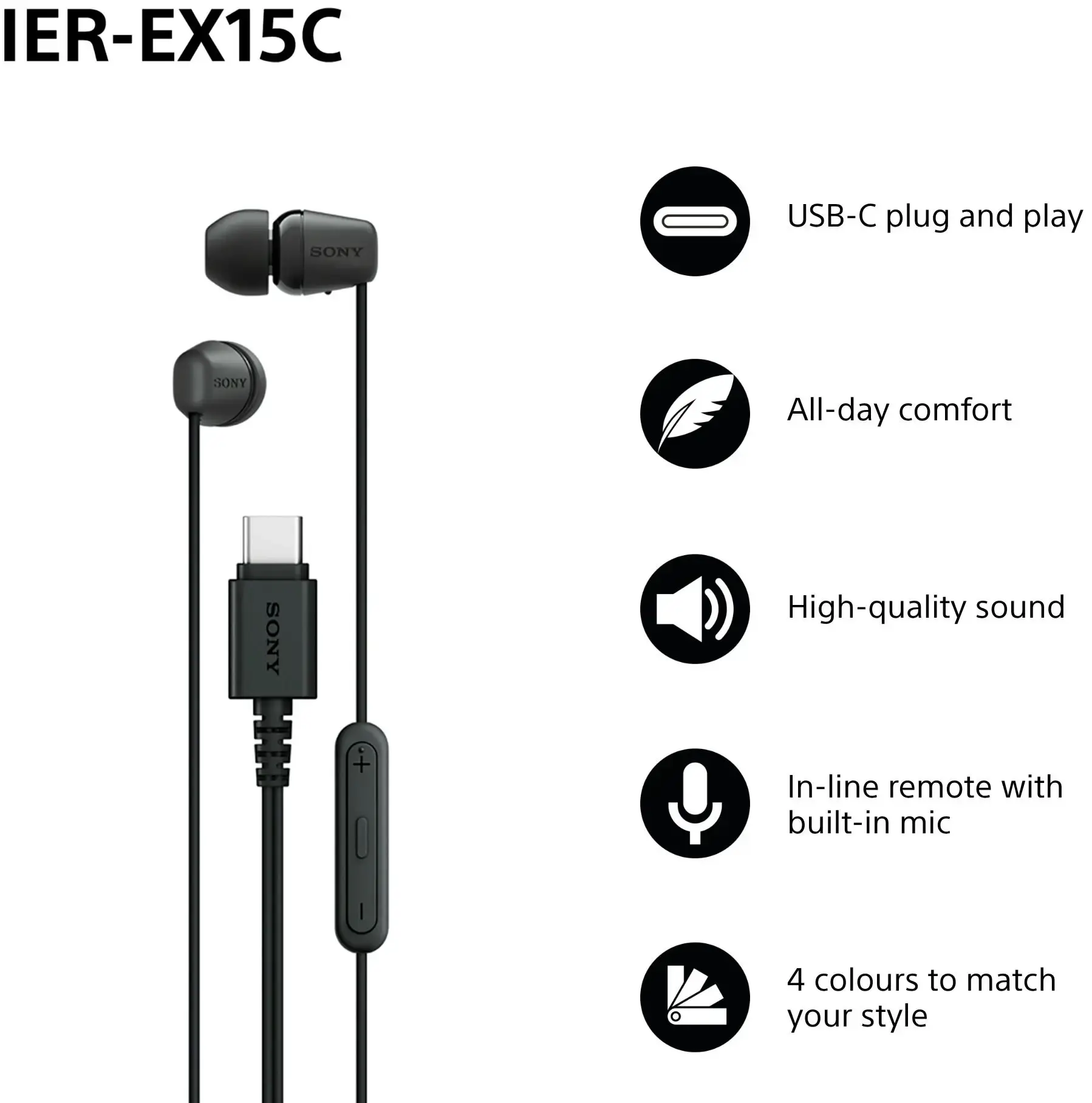 Sony headset IER-EX15C, black